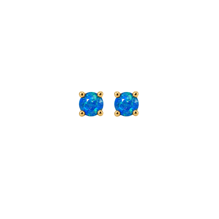 18K Gold Plated Stud Earrings with Turquoise Lab-Created Opal - Botanic