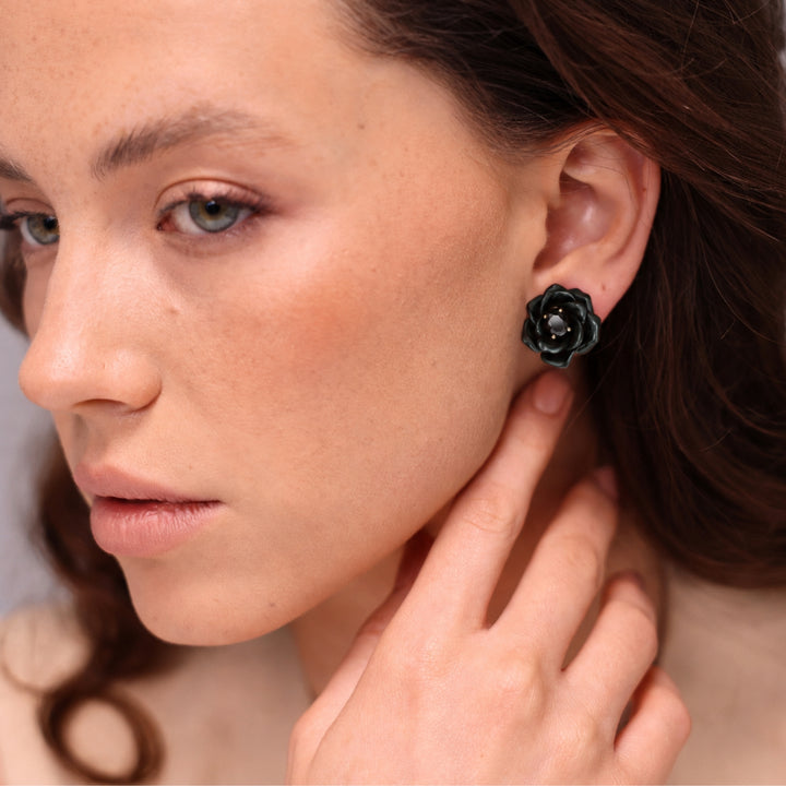 Gold Plated Earring with Nano Spinel &amp; Enamel Finish - Monarchy - 2