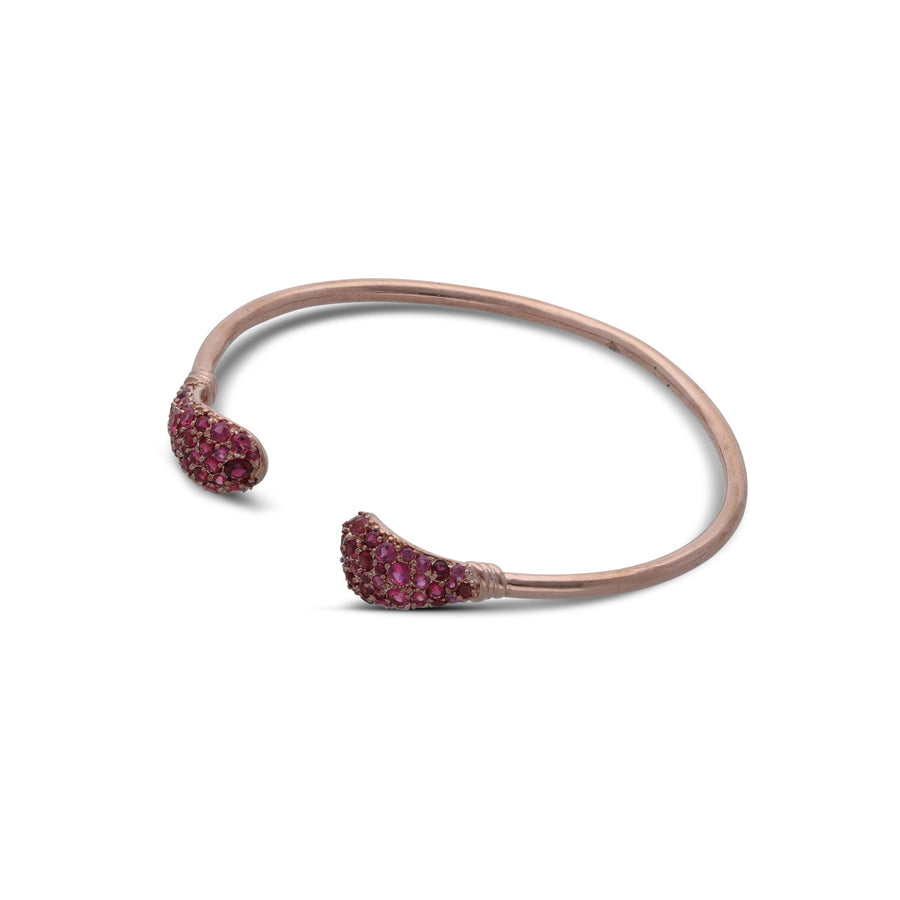 Colorful sequence bangle bracelet inlaid with ruby colored crystal stones