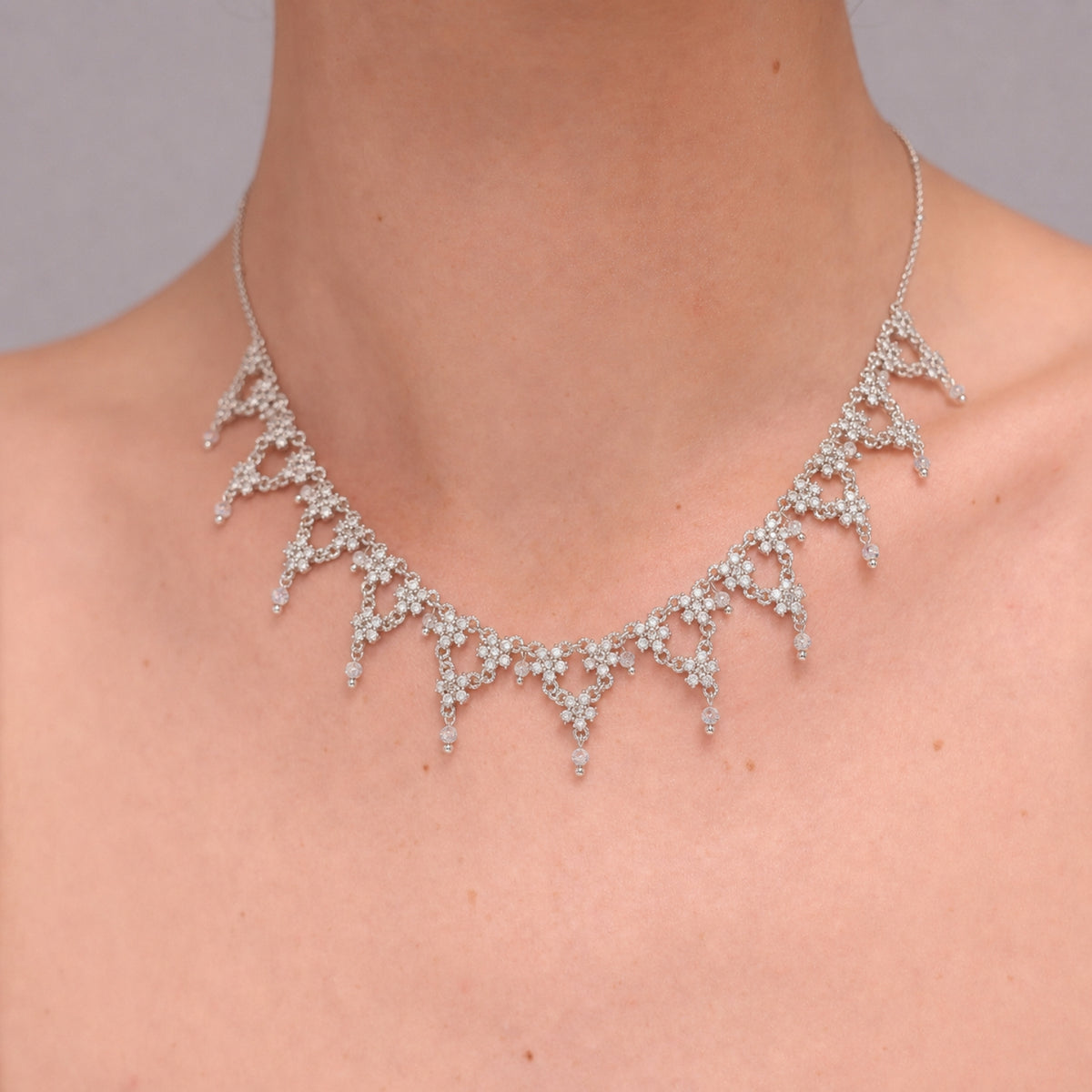 Rhodium Plated Necklace with Zirconia - Volver - 2