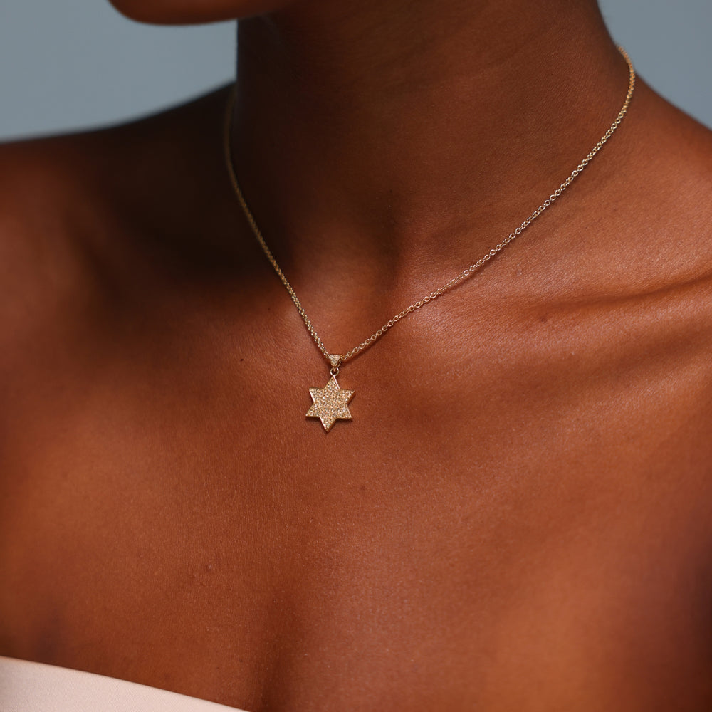 18K Gold Plated Star of David Necklace with Zirconia Stones - 2