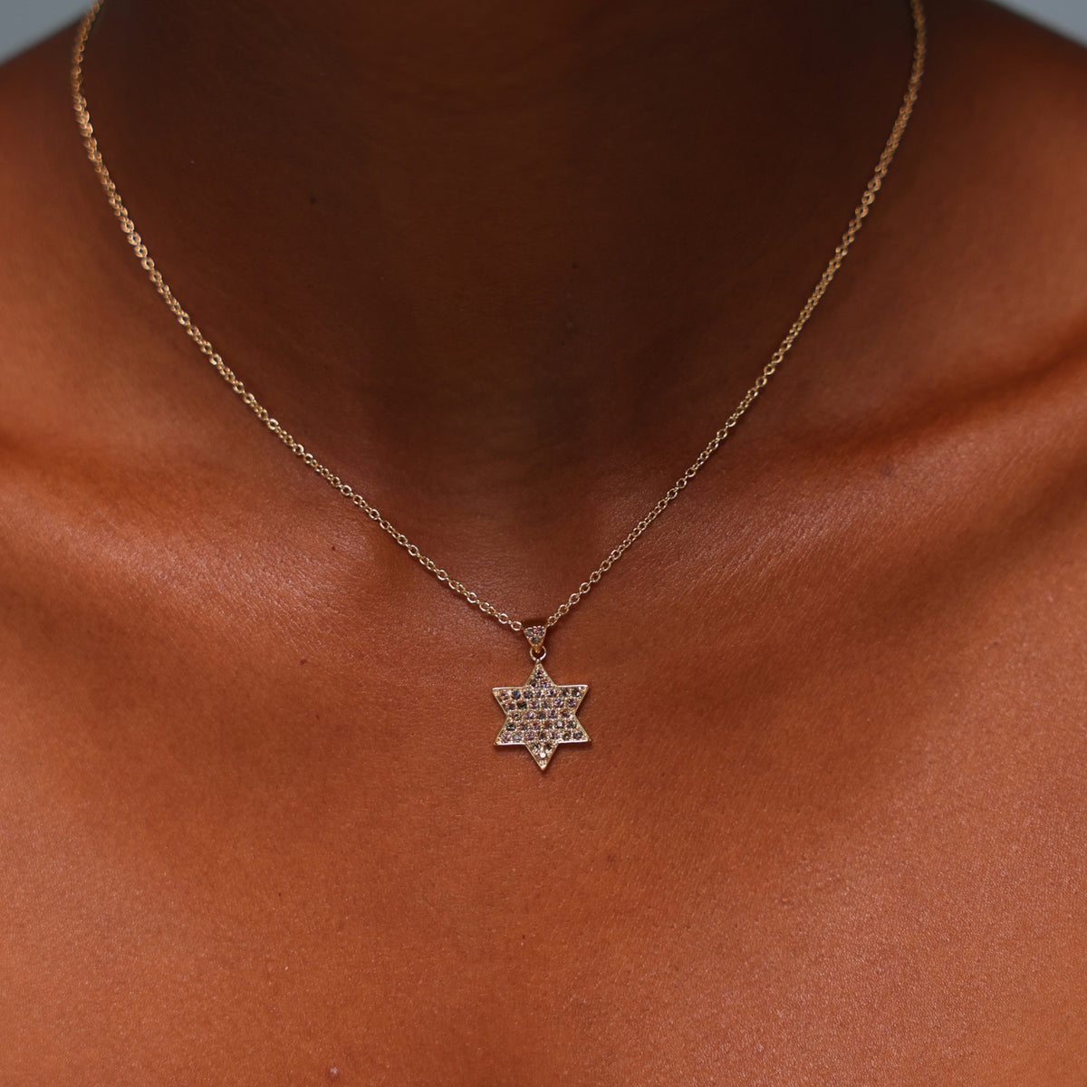 18K Gold Plated Star of David Necklace with Vitrail Medium Stones - 4