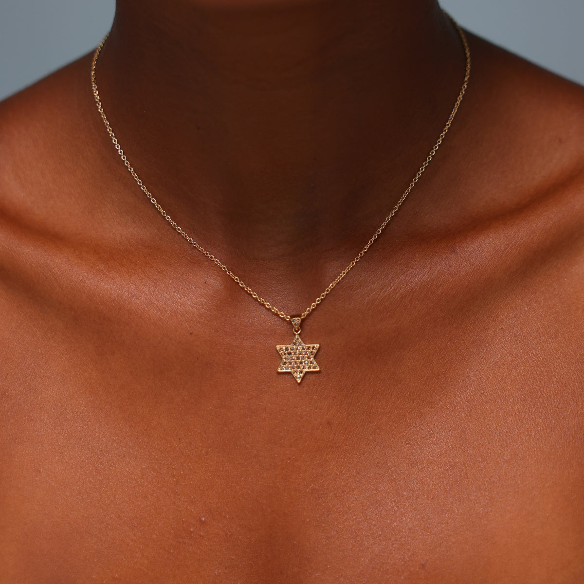 18K Gold Plated Star of David Necklace with Vitrail Medium Stones - 2