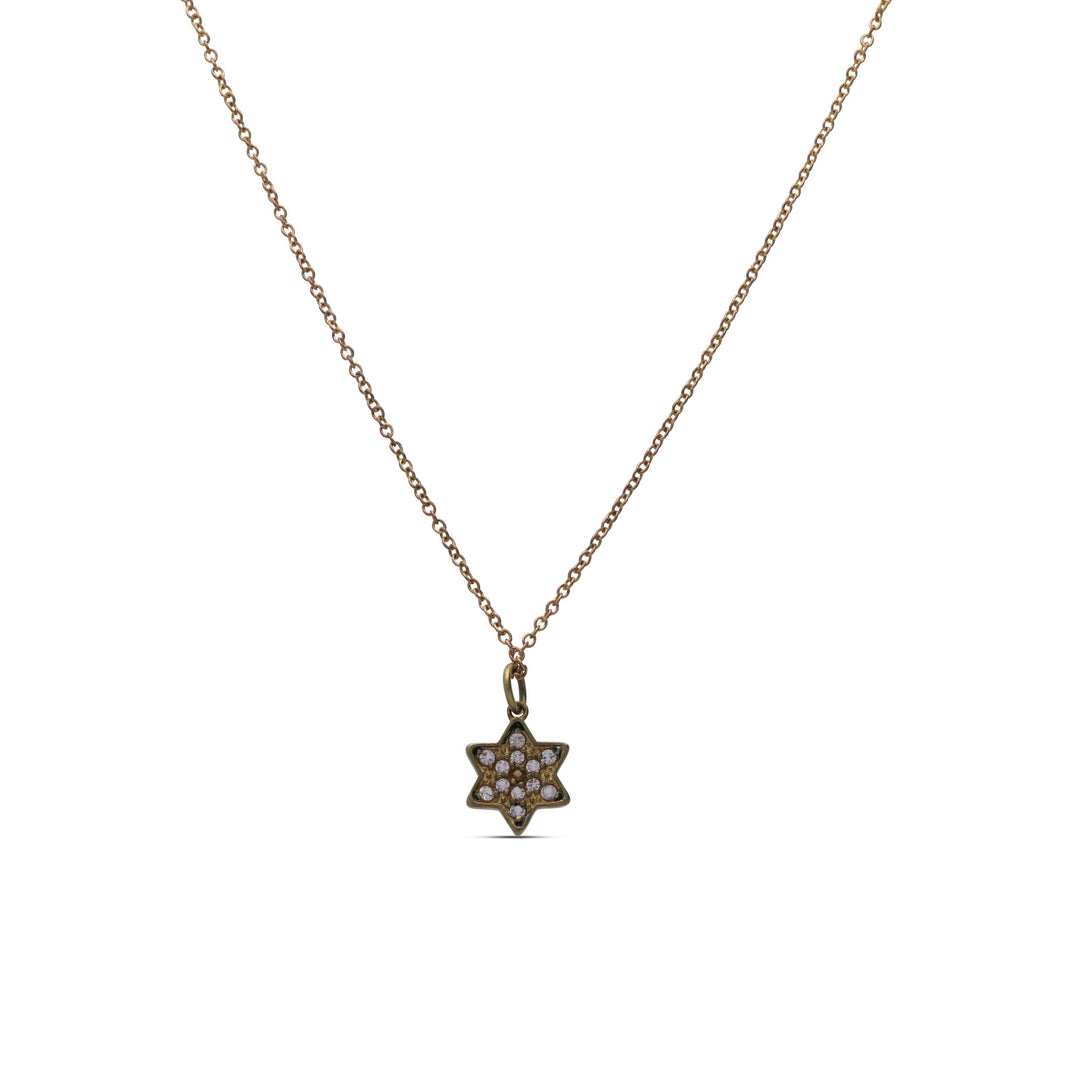 Star of David pendant necklace set with cream garnet colored crystals