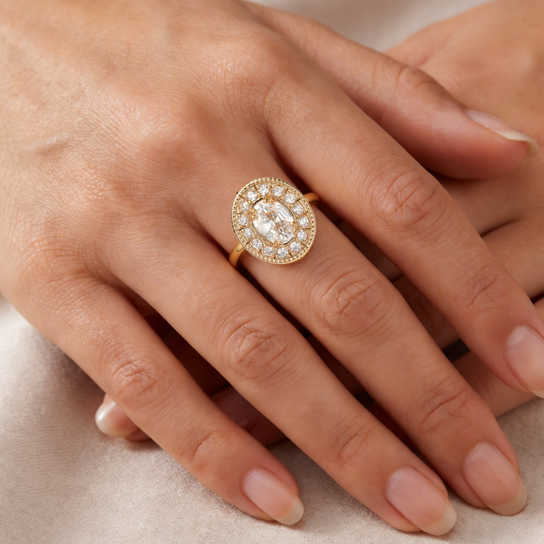 18K Gold Plated Ring with Clear Crystal - Nobel - 2