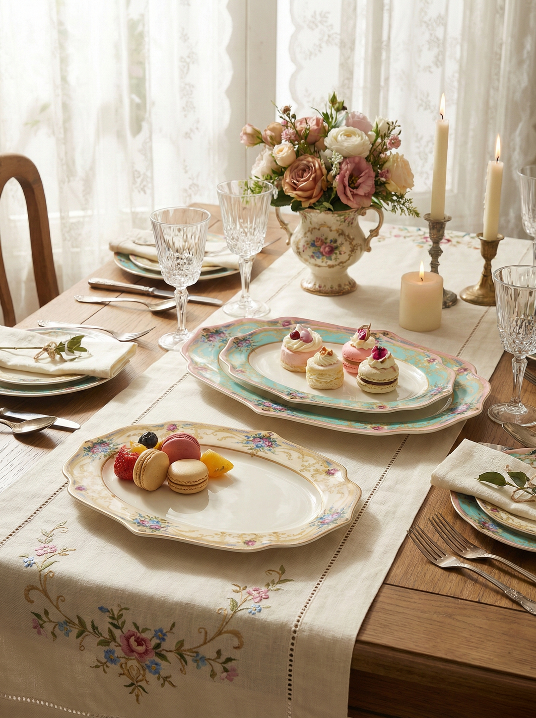 Michel Hospitality and Serving Utensils - Set of Two Oval Trays in Cream Colored 