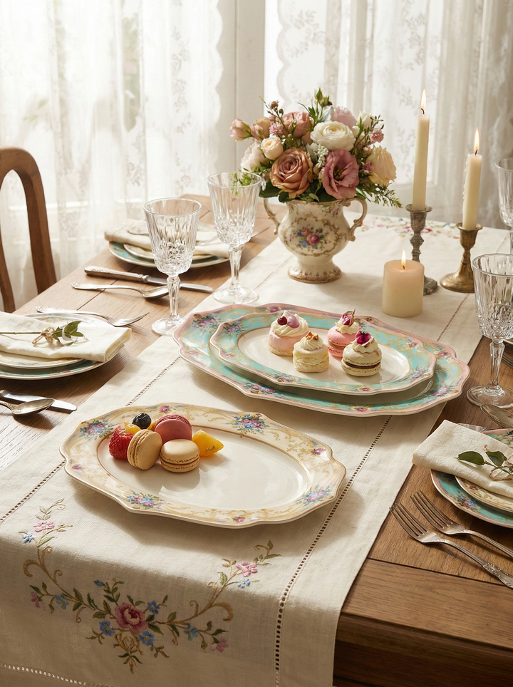 Michel Hospitality and Serving Utensils - Set of Two Oval Trays in Cream Colored 