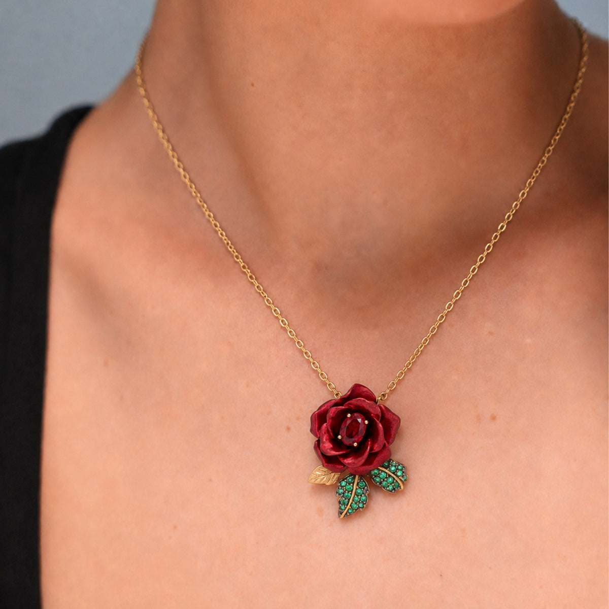 Necklace with Nano Ruby Pendant & Enamel Finish - Monarchy - 2