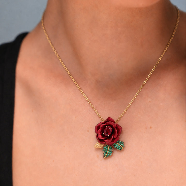 Necklace with Nano Ruby Pendant &amp; Enamel Finish - Monarchy - 2
