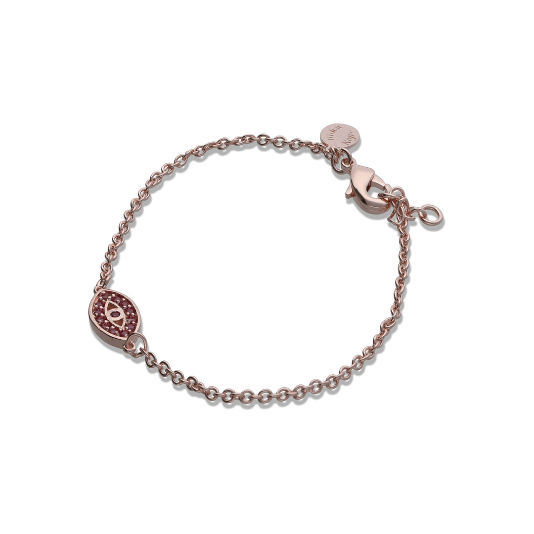 Ein Tova bracelet studded with ruby ​​colored crystal stones