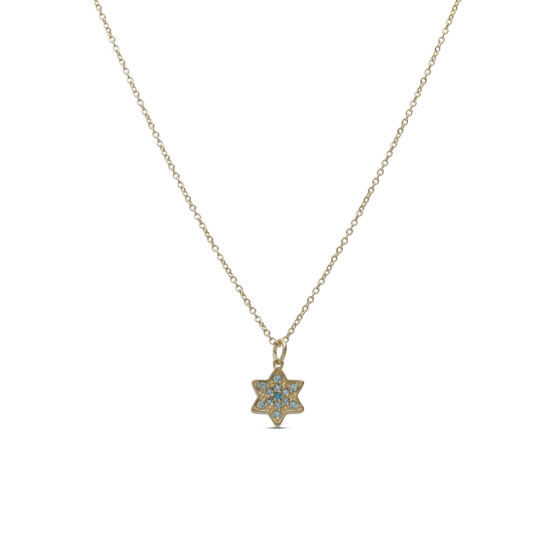 Star of David pendant necklace studded with turquoise crystal stones