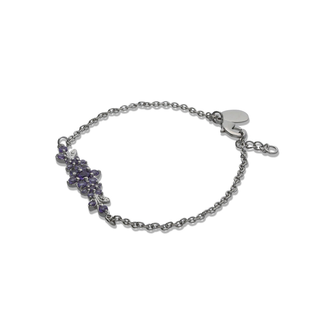 A medium flowering branch bracelet studded with purple crystal stones