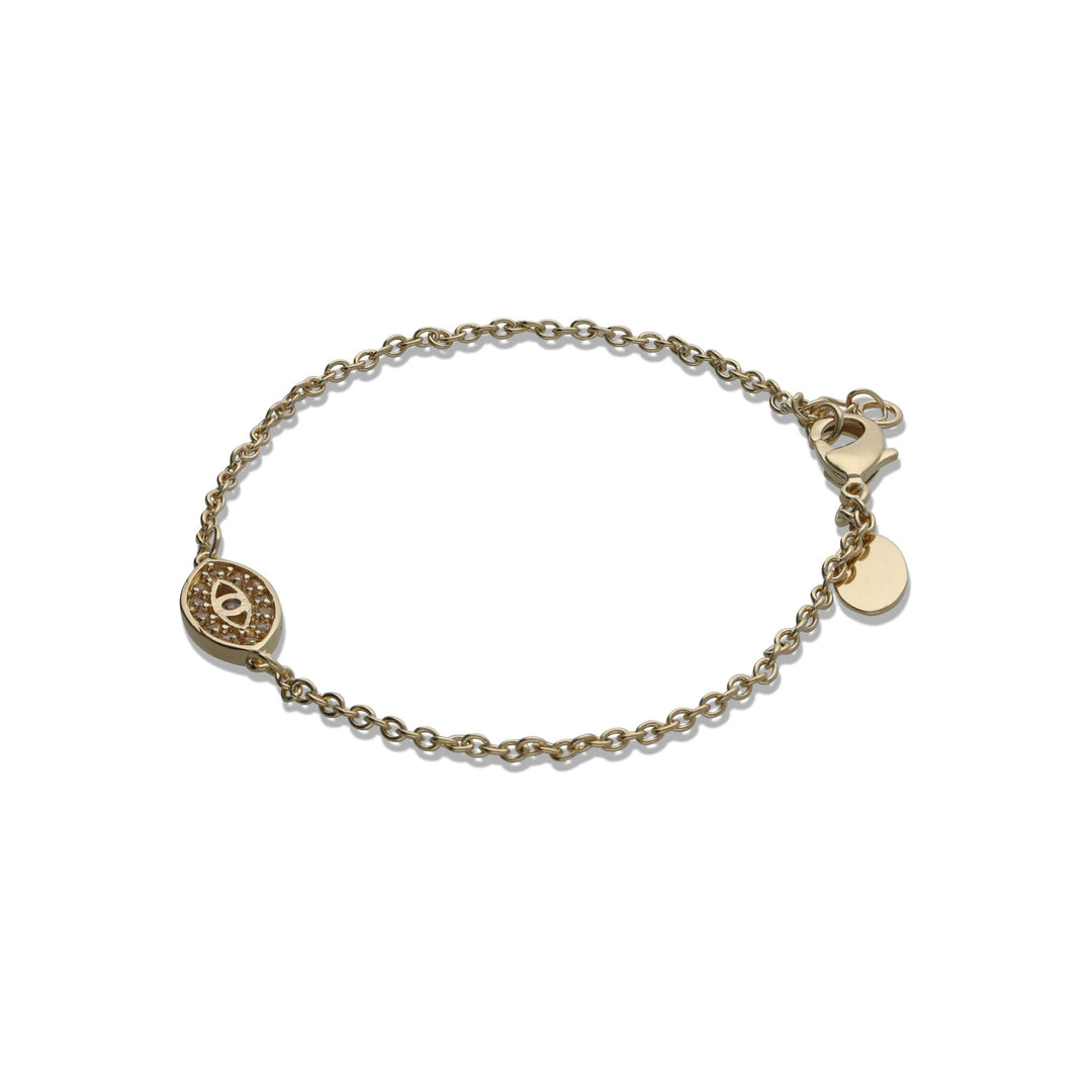 Ein Tova bracelet studded with champagne colored crystal stones