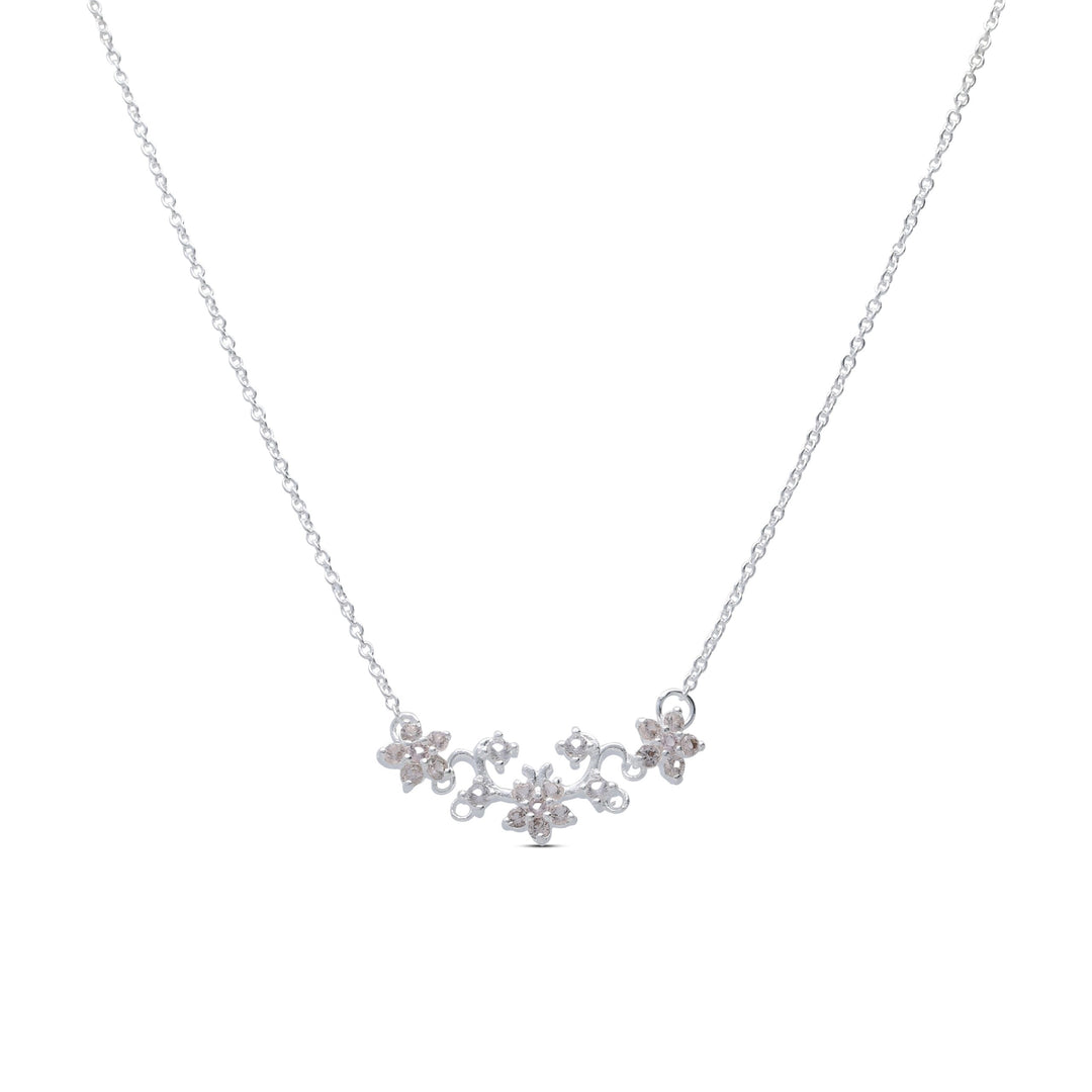 Flower series necklace studded with champagne colored crystal stones