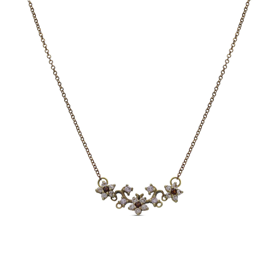Flower series necklace studded with cream garnet crystal stones