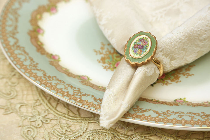 Set of six designed napkin rings - Vanessa