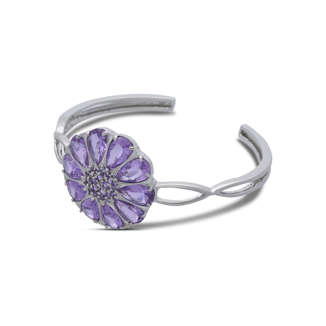 Bengal drop flower bracelet inlaid with purple crystal stones