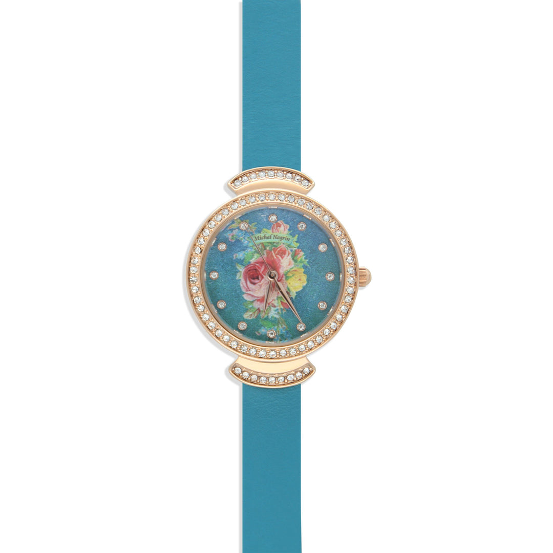 Wristwatch with gold plating and turquoise strap