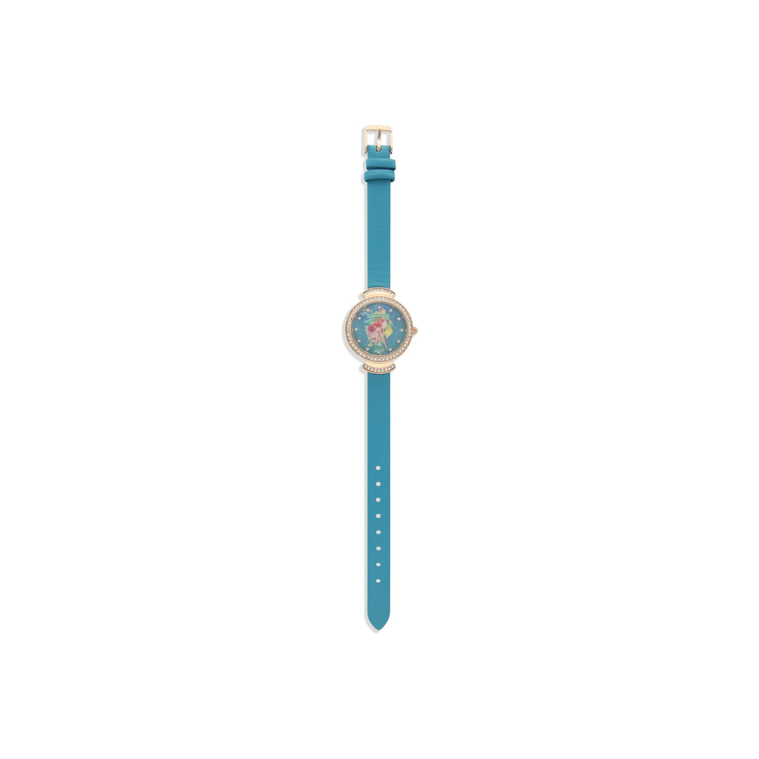 Wristwatch with gold plating and turquoise strap