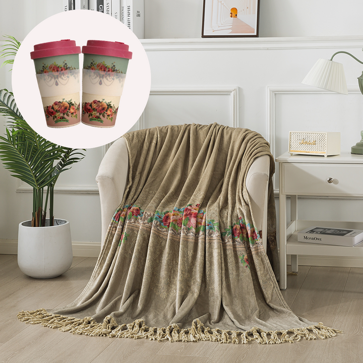 Treat package for Valentine's Day Emanuel blanket + 2 cups