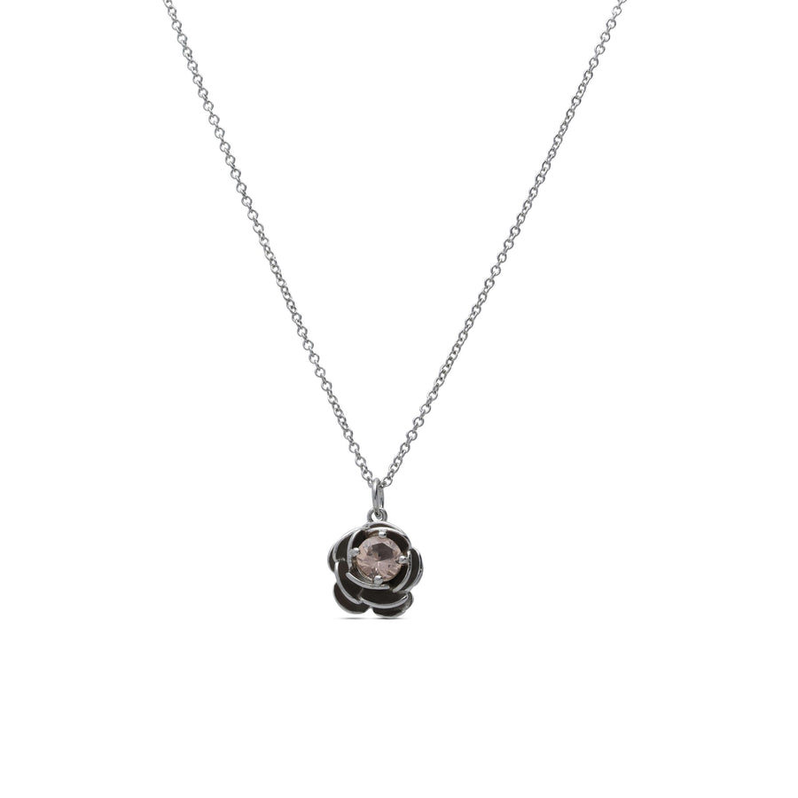 Rose necklace studded with champagne colored crystal stones