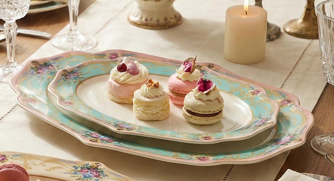 Michel Hospitality and Serving Utensils - Set of Two Oval Trays in Cream Colored 