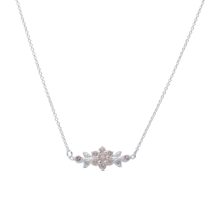 A short flowering branch necklace studded with champagne colored crystal stones
