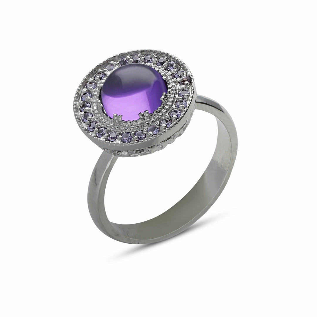 Nostalgia ring studded with purple crystal stones
