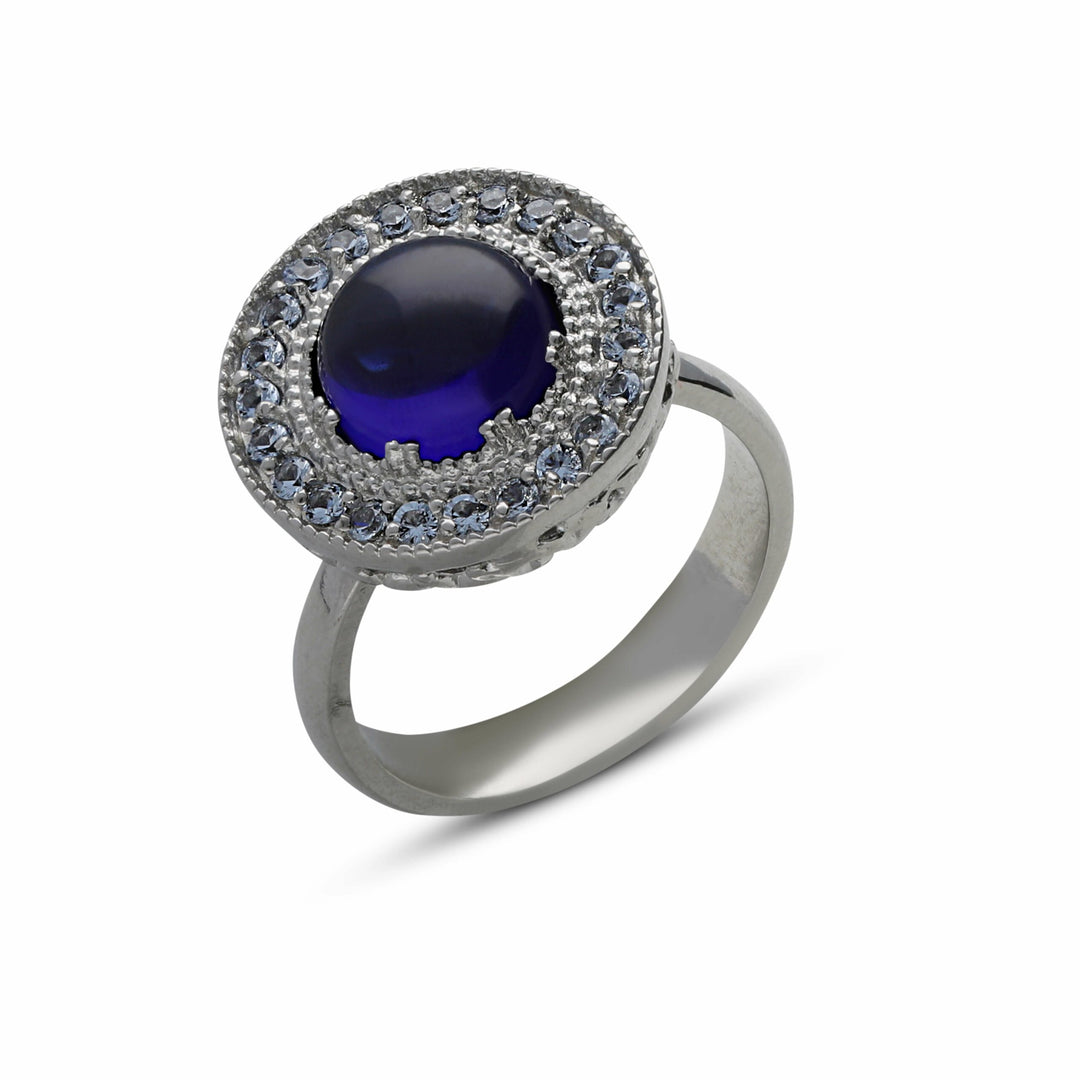Nostalgia ring studded with blue crystal stones
