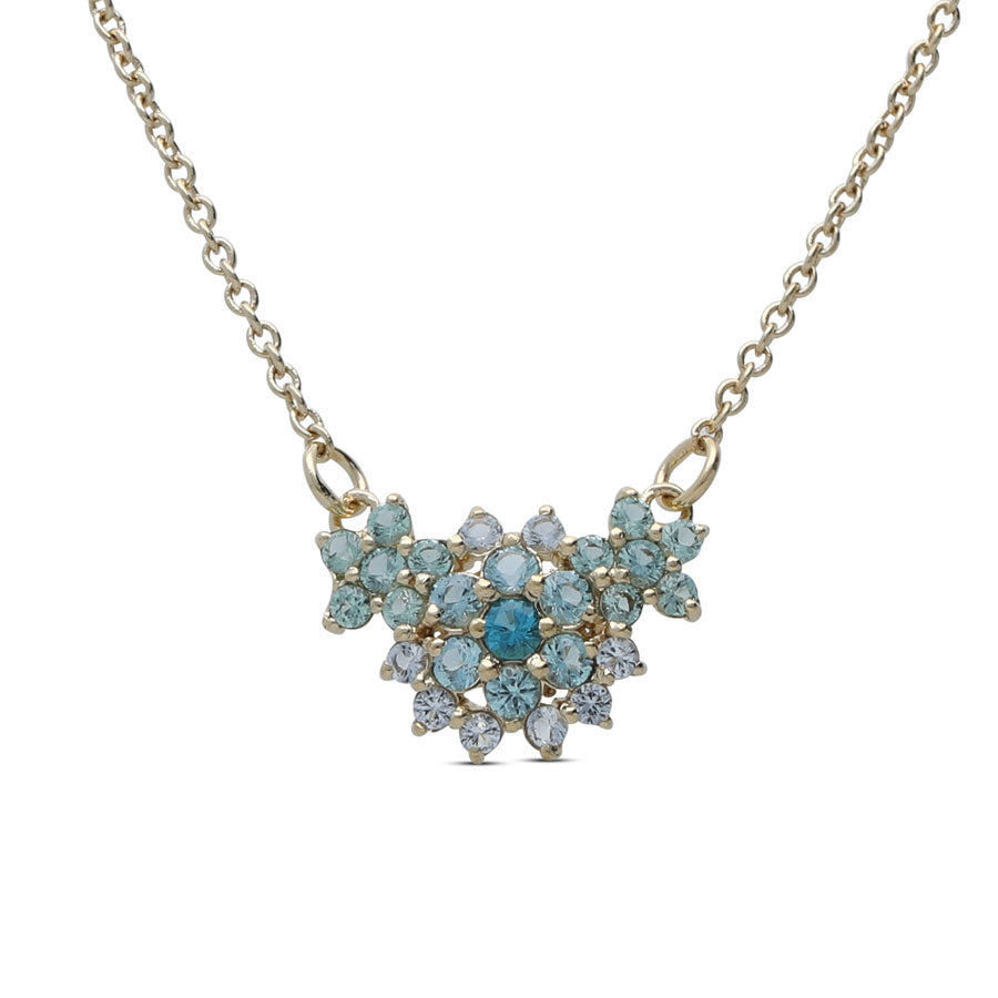 Heart flower necklace studded with turquoise crystal stones