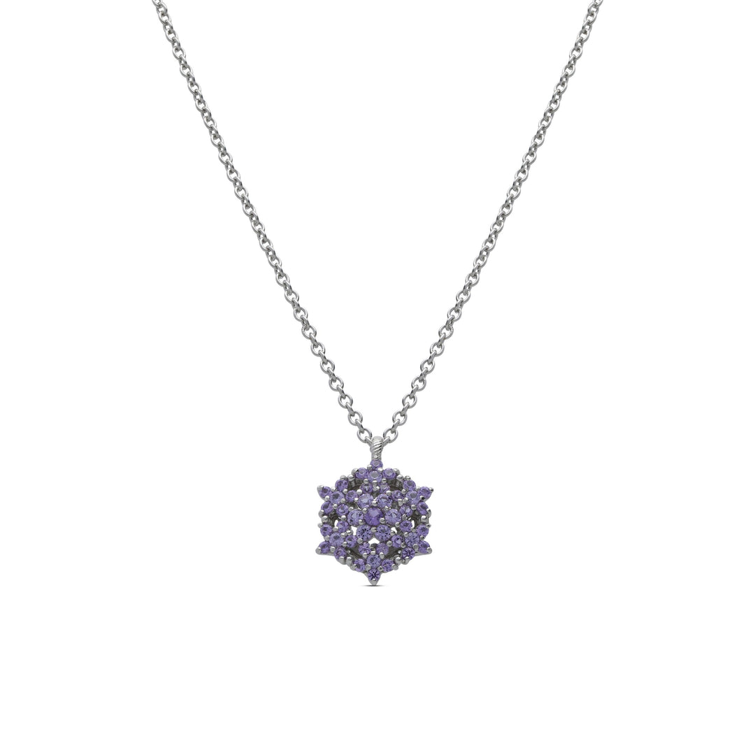 Angel necklace studded with purple crystal stones