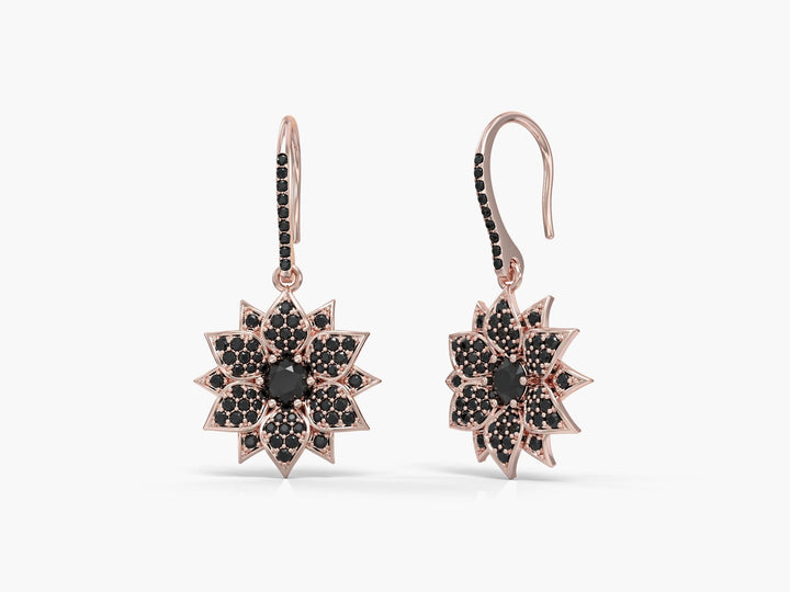 Amaryllis Inlaid Zirconia Gemstones Drop Earrings