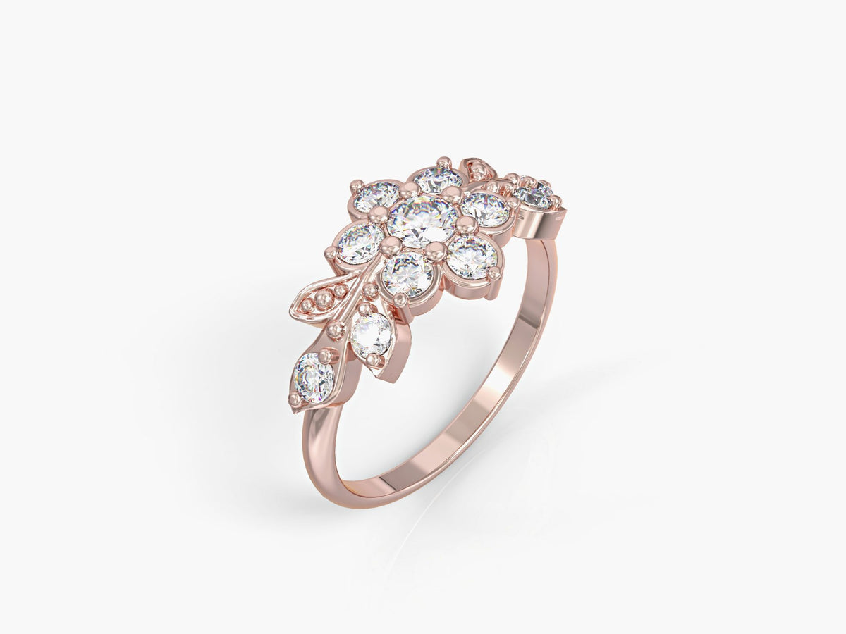 A short flowering branch gold ring