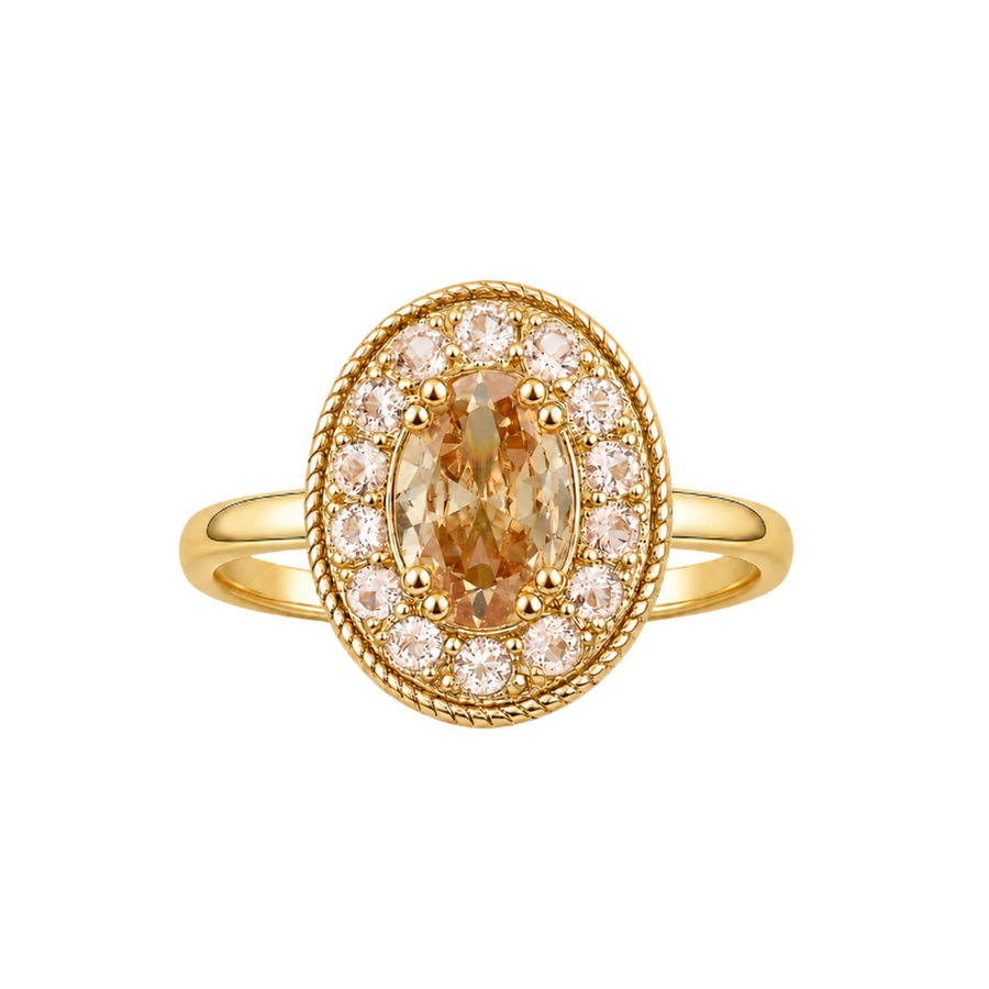 18K Gold Plated Ring with Champagne Crystal - Nobel