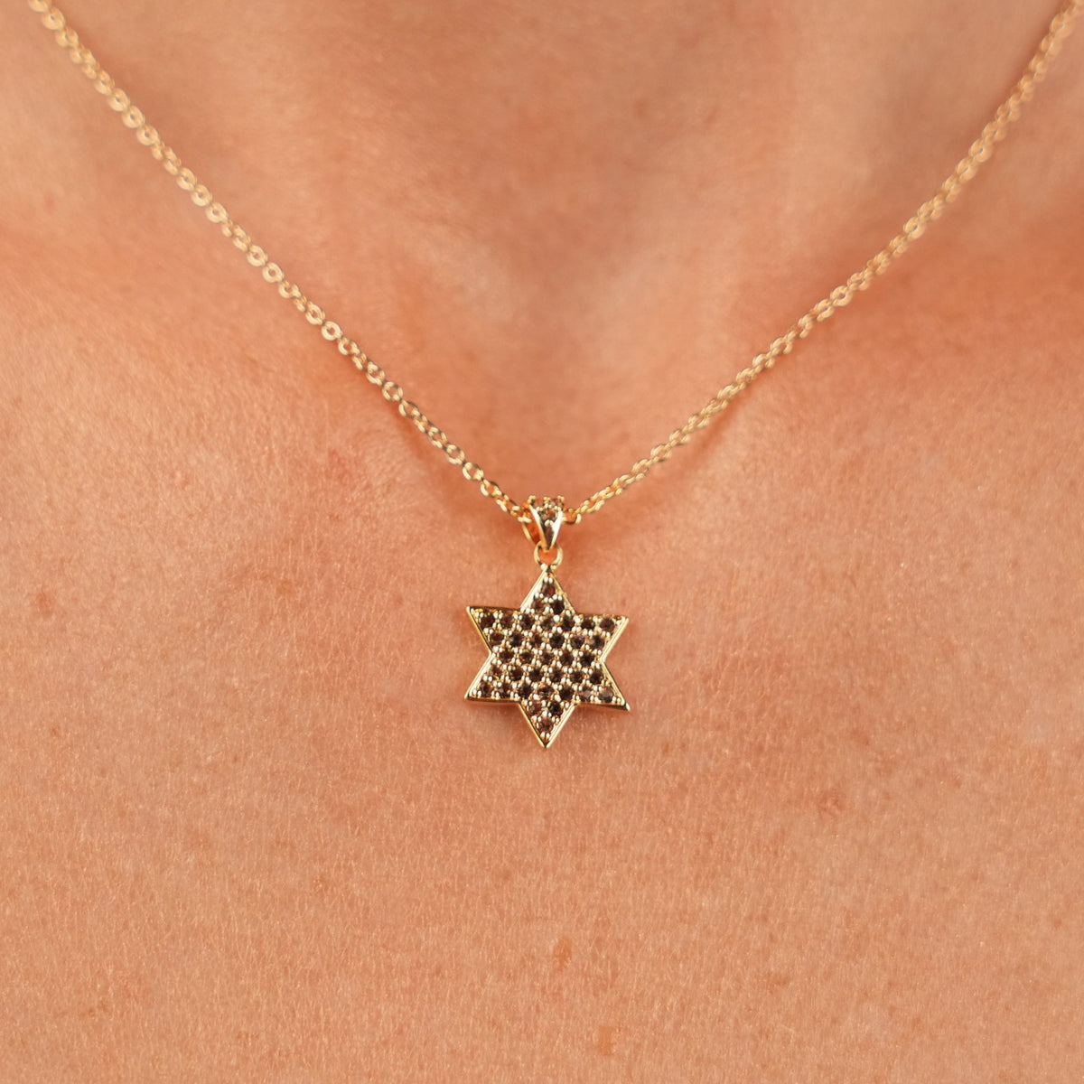 18K Gold Plated Star of David Necklace with Vitrail Medium Stones - 5