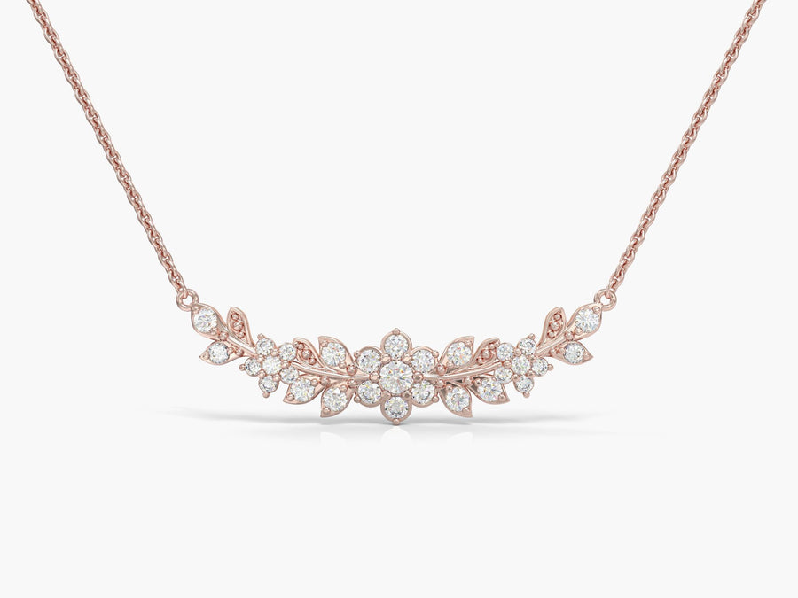 Long flowering branch gold necklace
