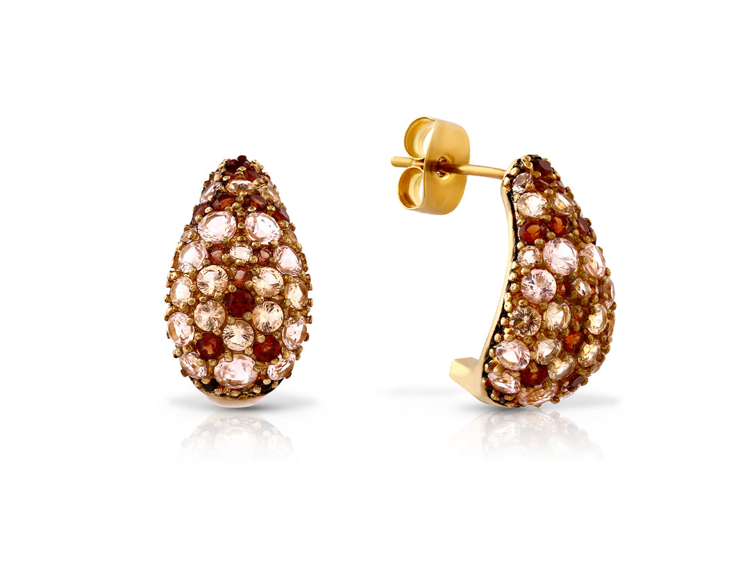 Colorful sequence earrings studded with cream garnet crystal stones