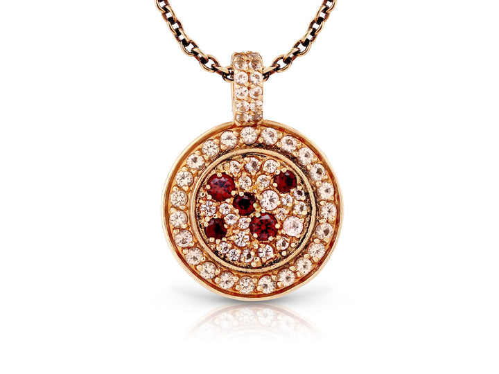 Colorful sequence necklace inlaid with crimson garnet crystal stones