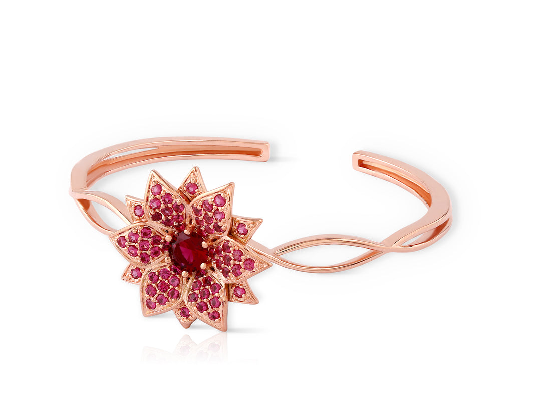 Bengal amaryllis bracelet studded with ruby ​​colored crystal stones