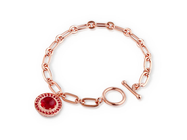 Nostalgia bracelet studded with ruby ​​colored crystal stones