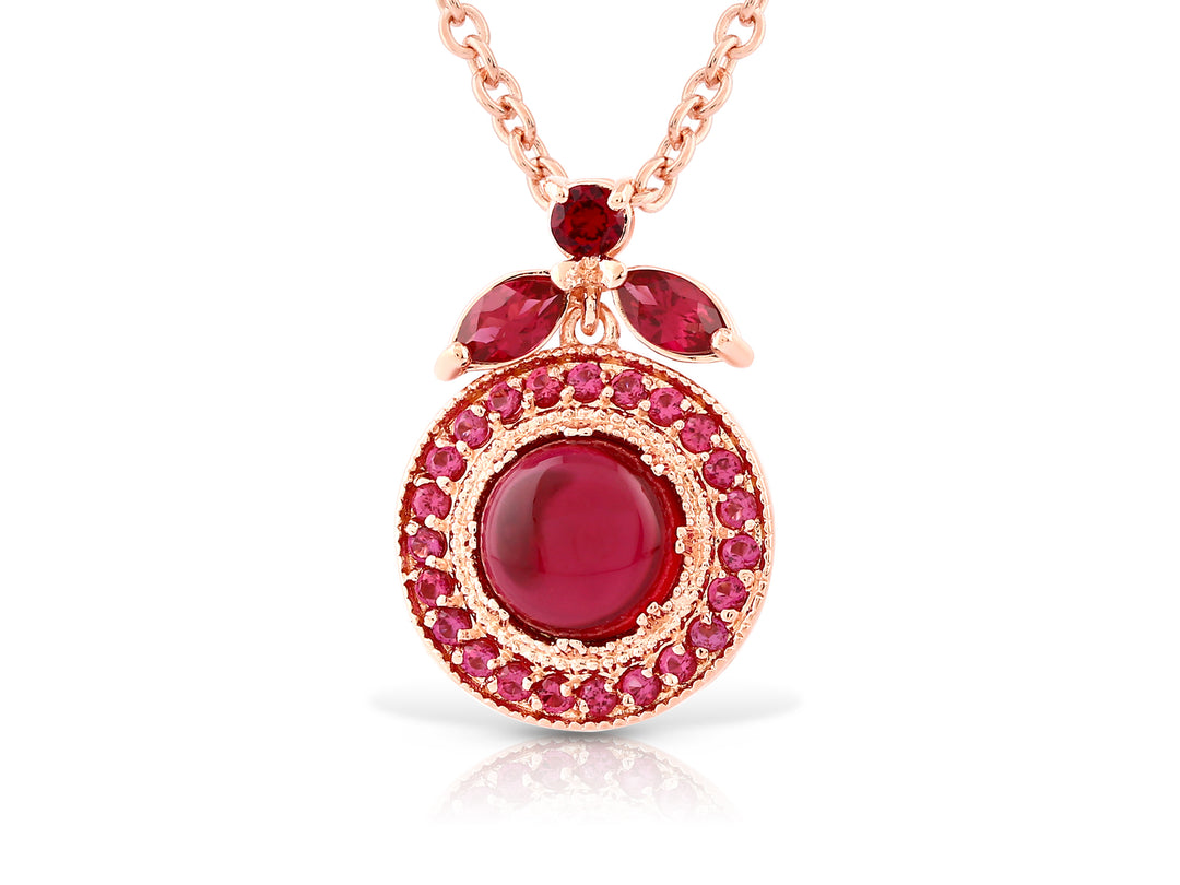 Nostalgia necklace studded with ruby ​​colored crystal stones