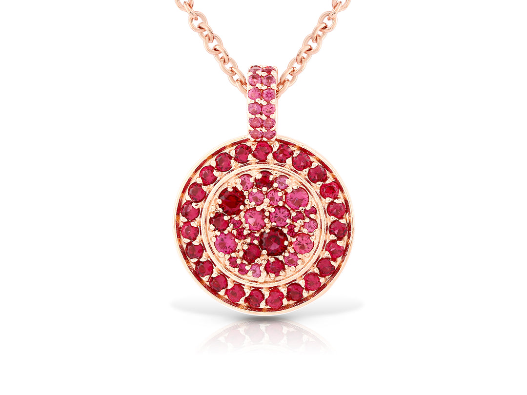 Colorful sequence necklace studded with ruby ​​colored crystal stones