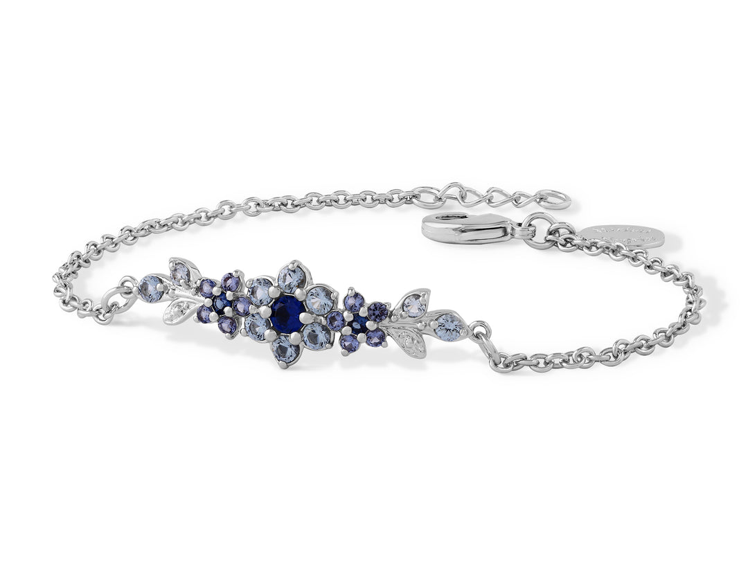 Medium flowering branch bracelet studded with blue crystal stones