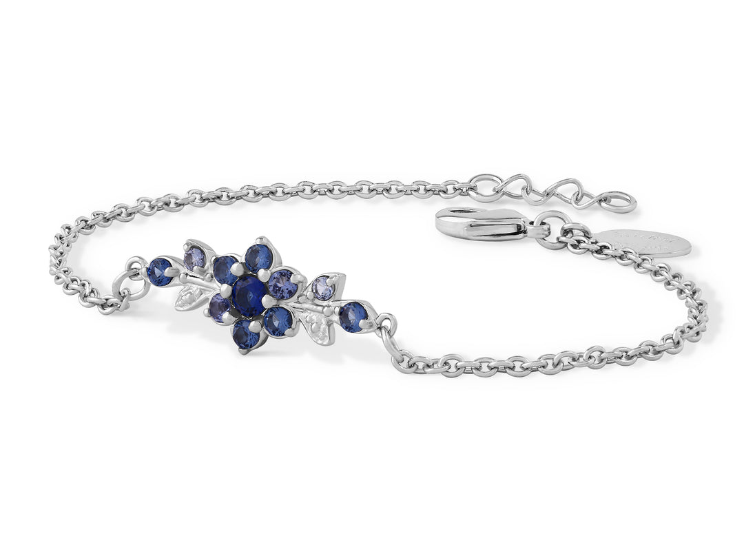 A short flowering branch bracelet studded with blue crystal stones