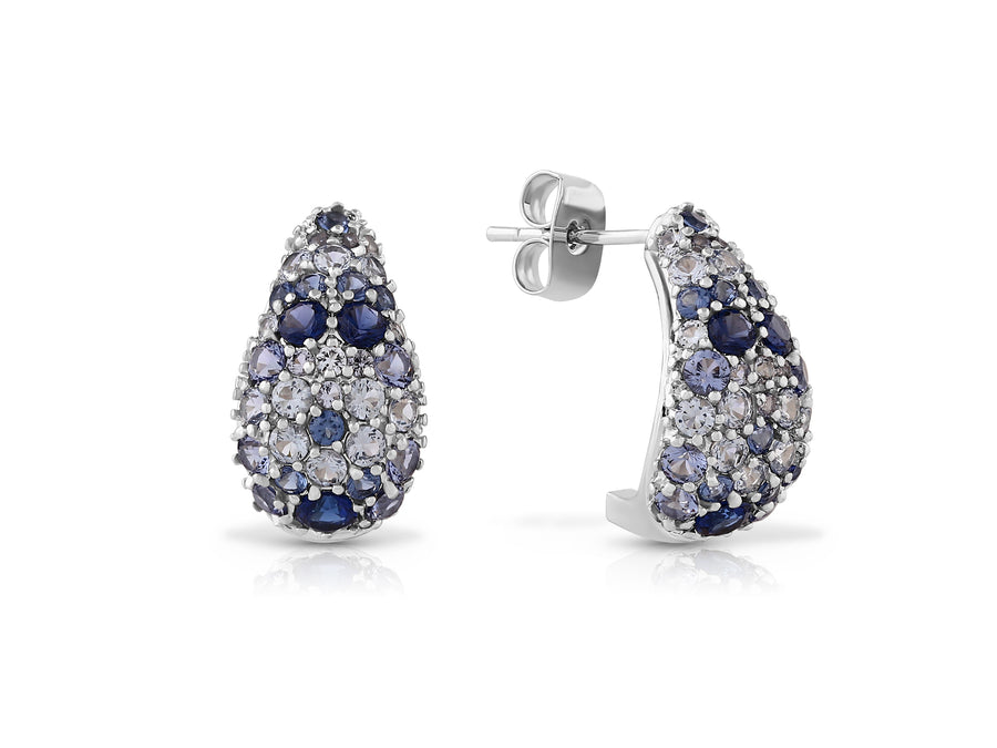 Colorful sequence earrings studded with blue crystal stones