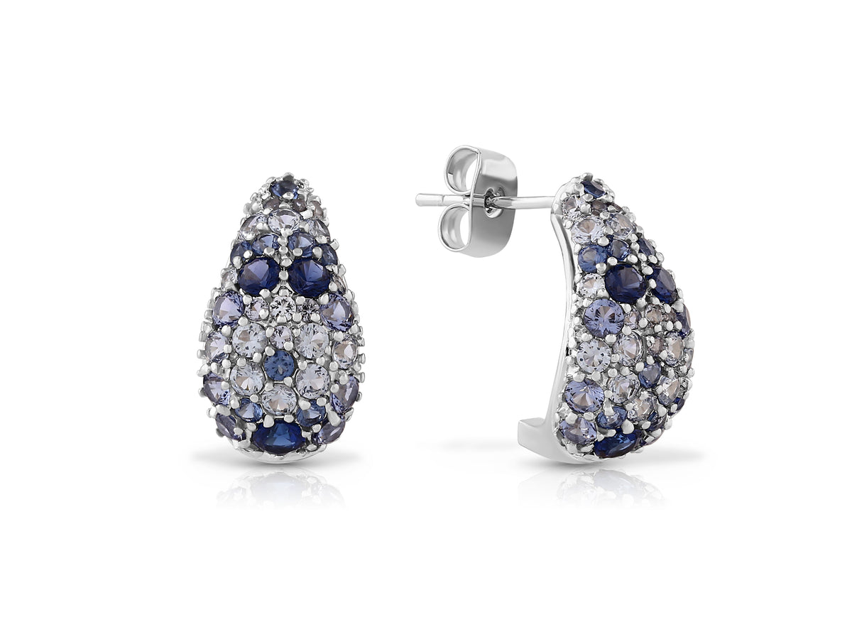 Colorful sequence earrings studded with blue crystal stones
