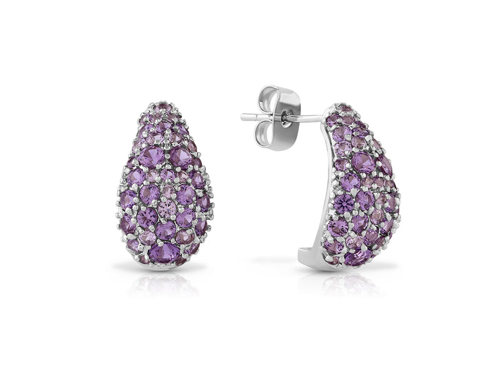 Colorful sequence earrings studded with purple crystal stones