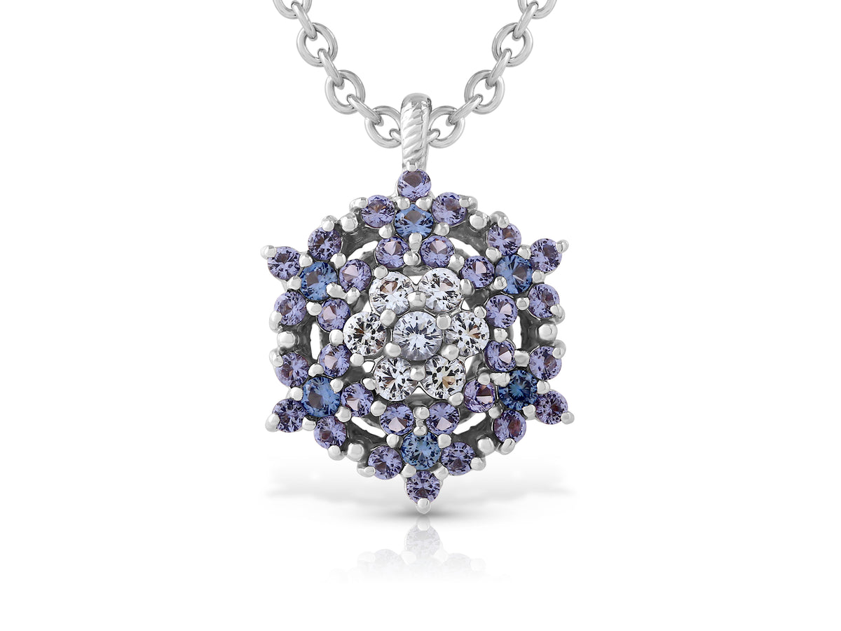 Angel necklace studded with blue crystal stones