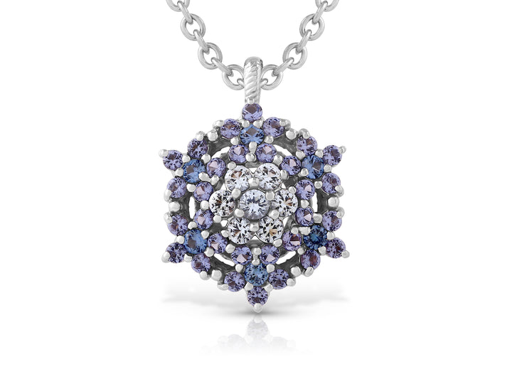 Angel necklace studded with blue crystal stones