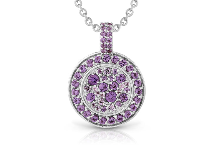 Colorful sequence necklace studded with purple crystal stones